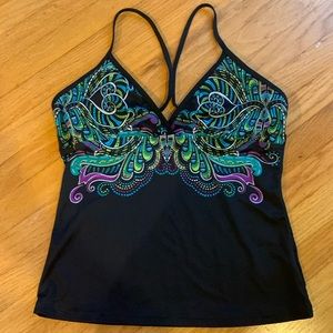 Athleta tankini top with adjustable racer back straps black size L